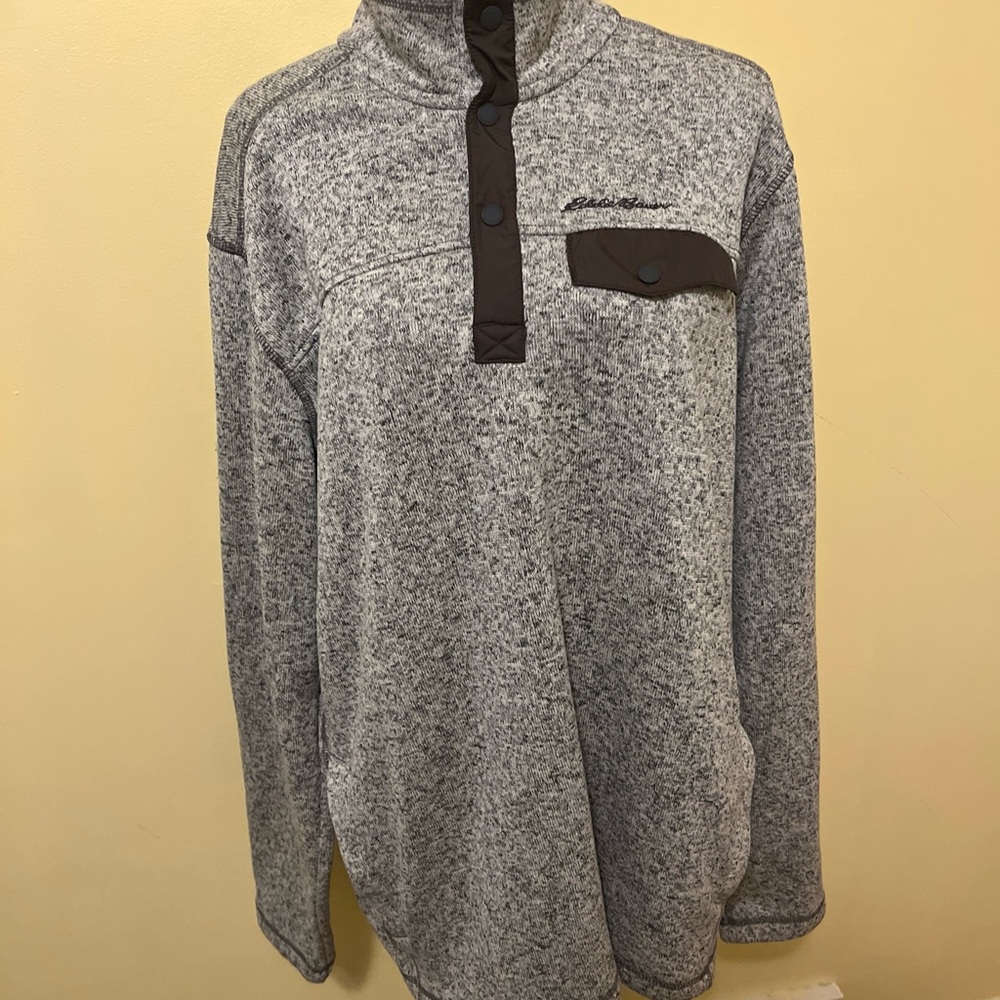 Eddie Bauer Gray and Brown Men's Pullover